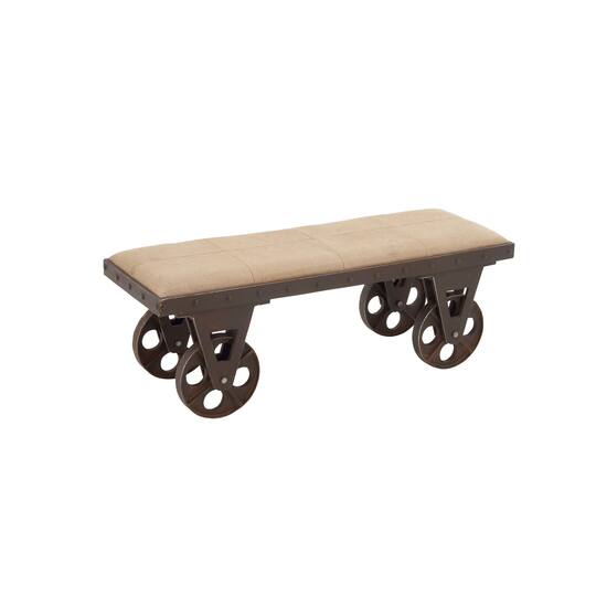 Brown Wood & Metal Industrial Bench